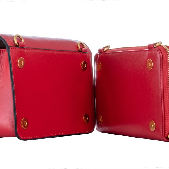 Red Leather Crossbody Bag with Detachable Wallet - Picture 4 of 8